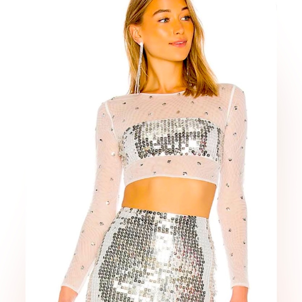 H:ours Evan Top in Silver (Worn Once)  
Hidden side zipper closure